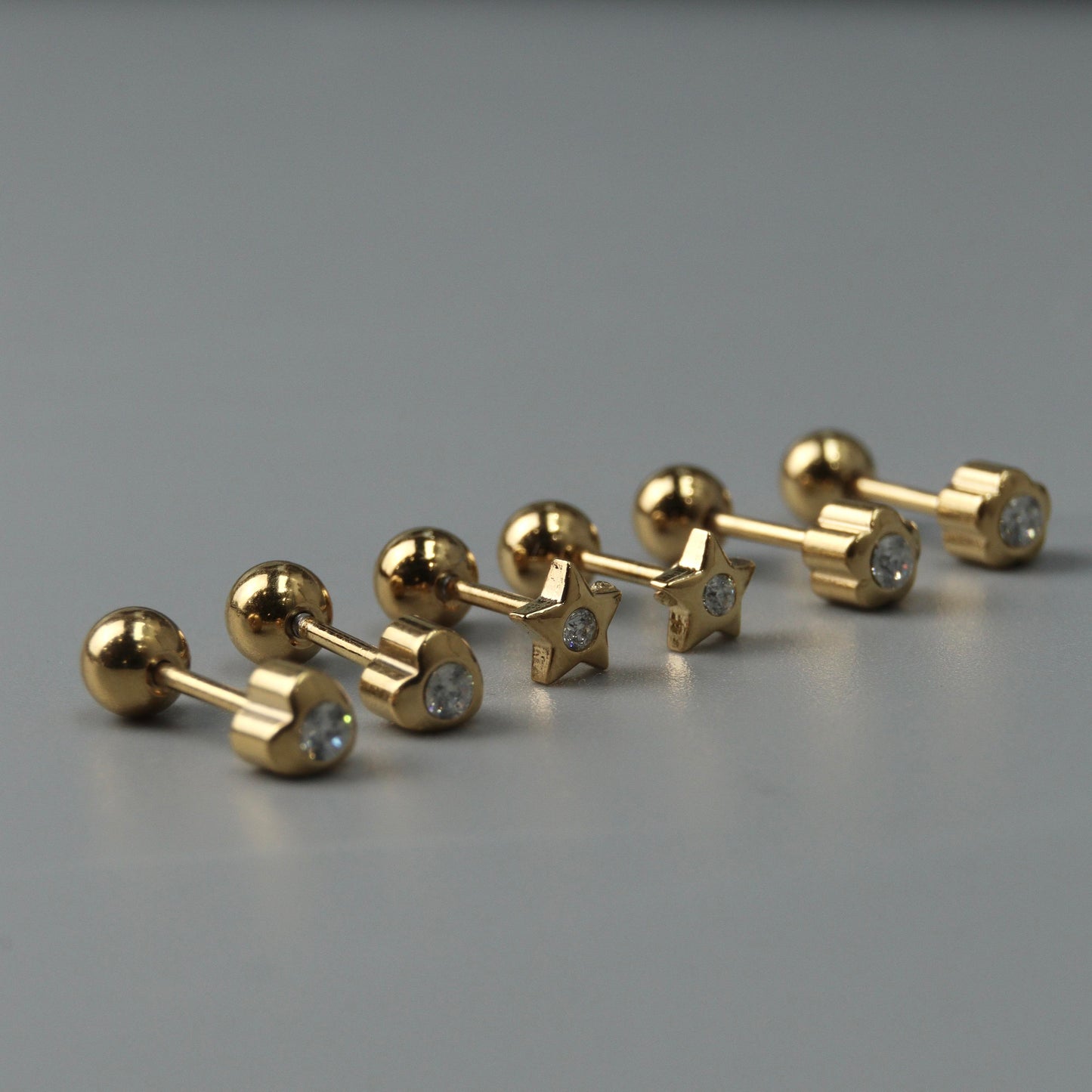 Mini Various Embedded Shapes Stud De Roscas Earrings