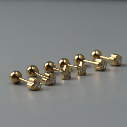 Mini Various Embedded Shapes Stud De Roscas Earrings