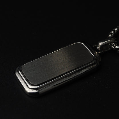 HB Men Jewelry ROGER Silver Rectangle Pendant Chain Necklace For Men's