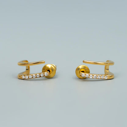 CEVY Hollow J Shaped Embedded Stud Earrings for Women's