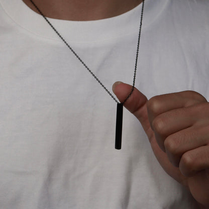 Men Jewelry RYDER Black Vertical Bar Pendant Chain Necklace For Men's