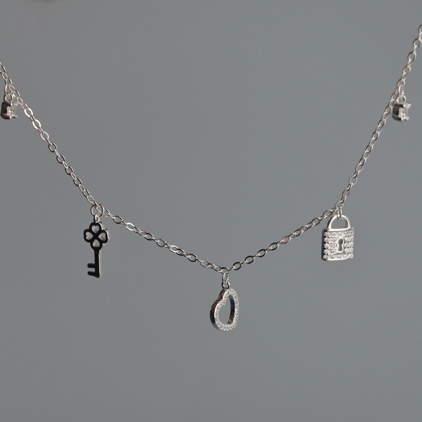 NASIR S925 Silver Lock Key Heart Bracelet