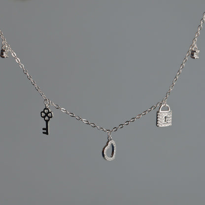 NASIR S925 Silver Lock Key Heart Bracelet