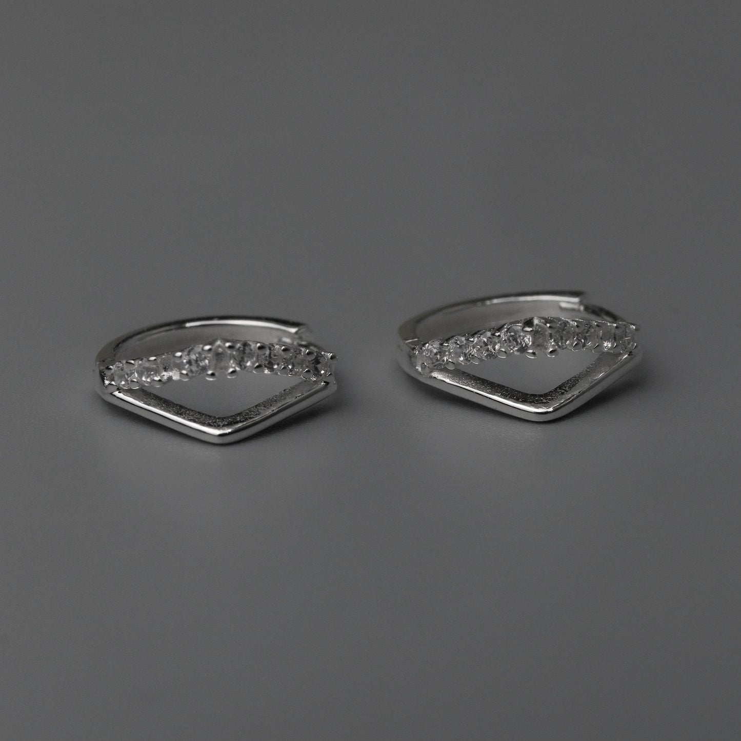 STELLAN S925 Silver V Shape Huggie Hoop Earrings