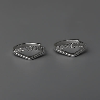 STELLAN S925 Silver V Shape Huggie Hoop Earrings