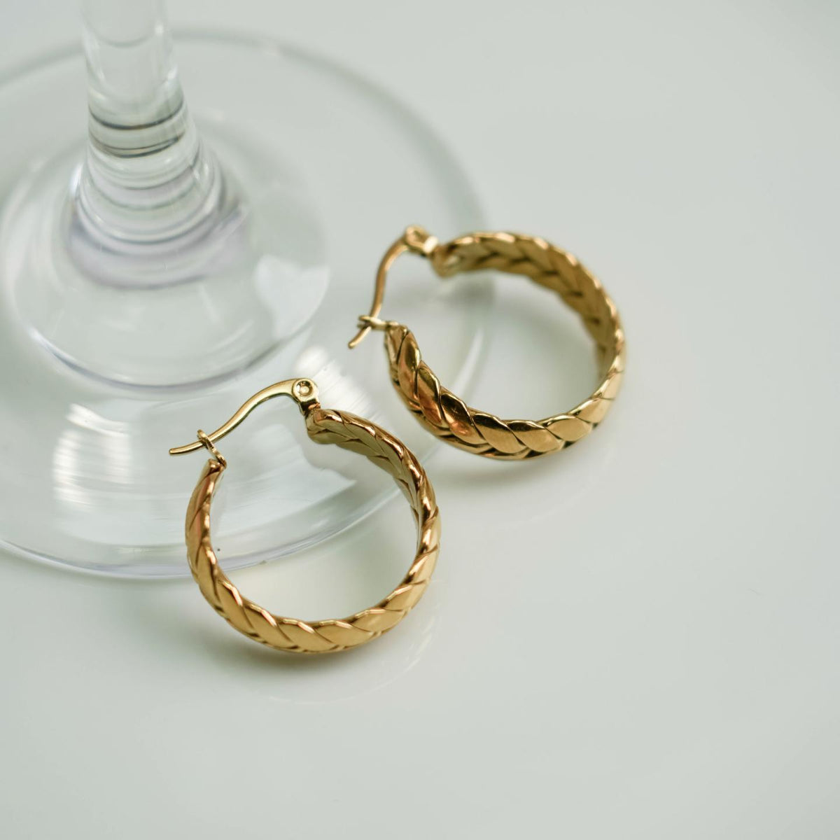 TREVELLA Wheat Leaf Saddleback Hoop Earrings