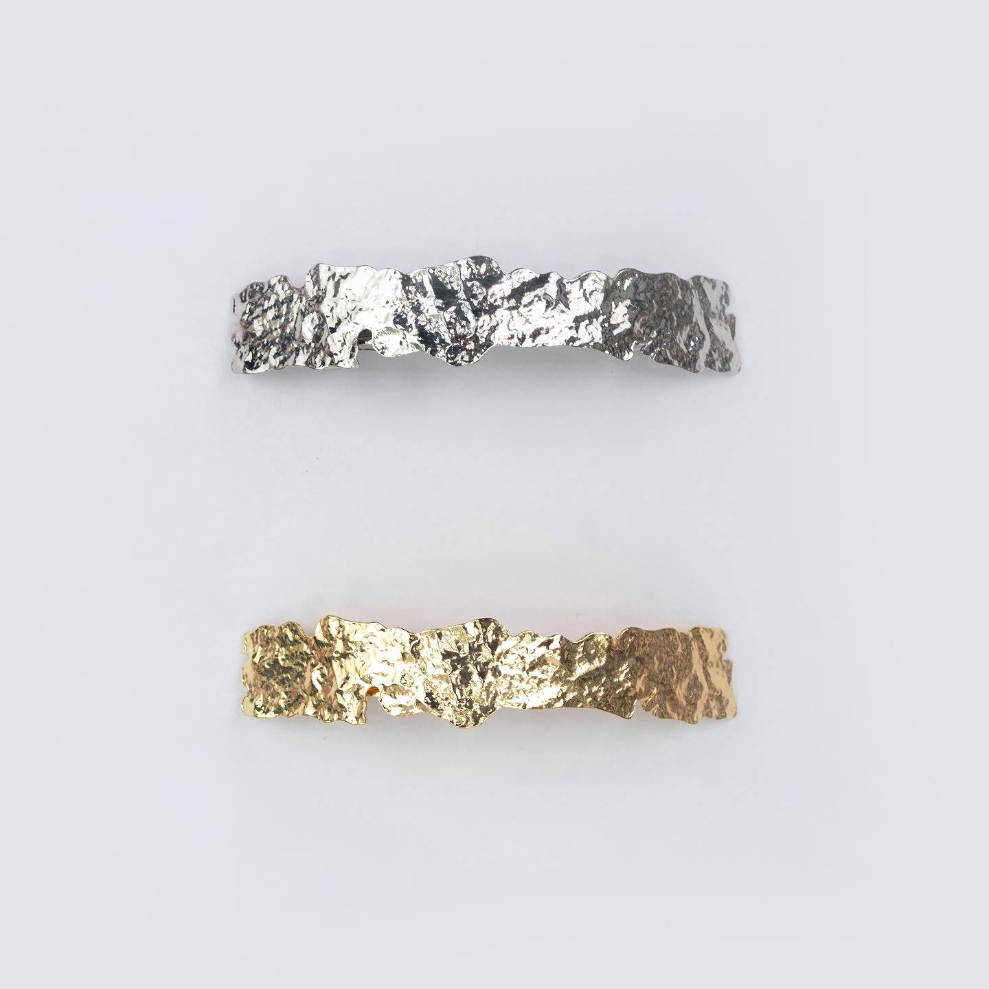 Hair Clip POLAIRE Silver/Gold Hammered Style Barette for Women –