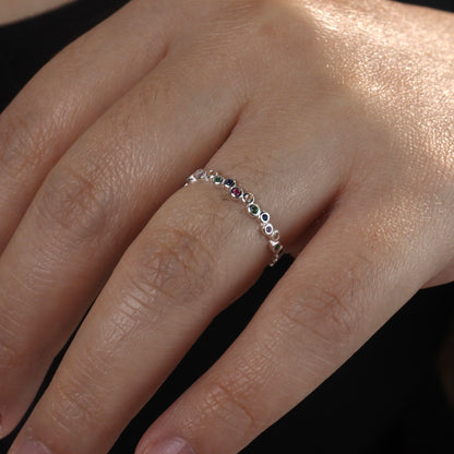 S925 Silver Versatile Shapes Embedded Adjustable Ring Women's