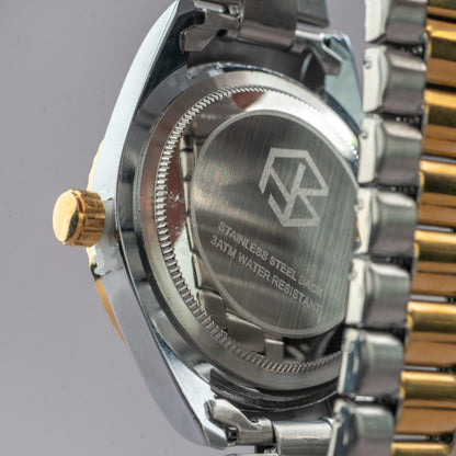 CORVANE Two-Tone Men's Watch with Date and Day Display, Quartz Movement, Thick Strap