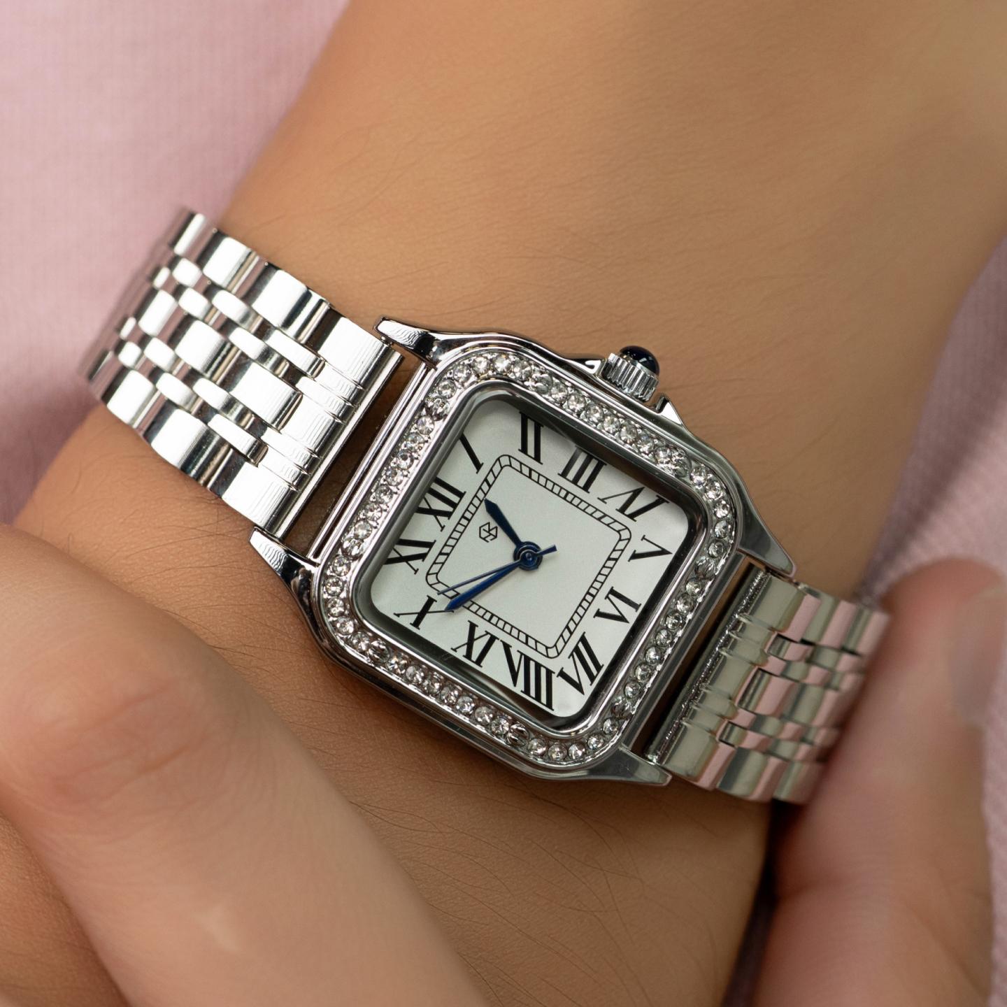 FROSTELIX Silver Ice Rectangle Roman Numerical Minimalist Unisex Watch