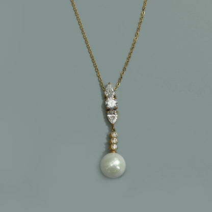 ORBELLEA-PERLUNE Synthetic Pearl Drop Chain Necklace For Women's