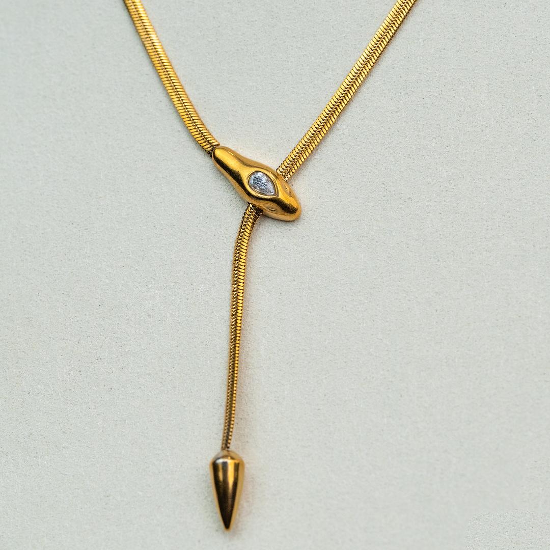 SERELLE Snake Head Tail Flat Chain Necklace