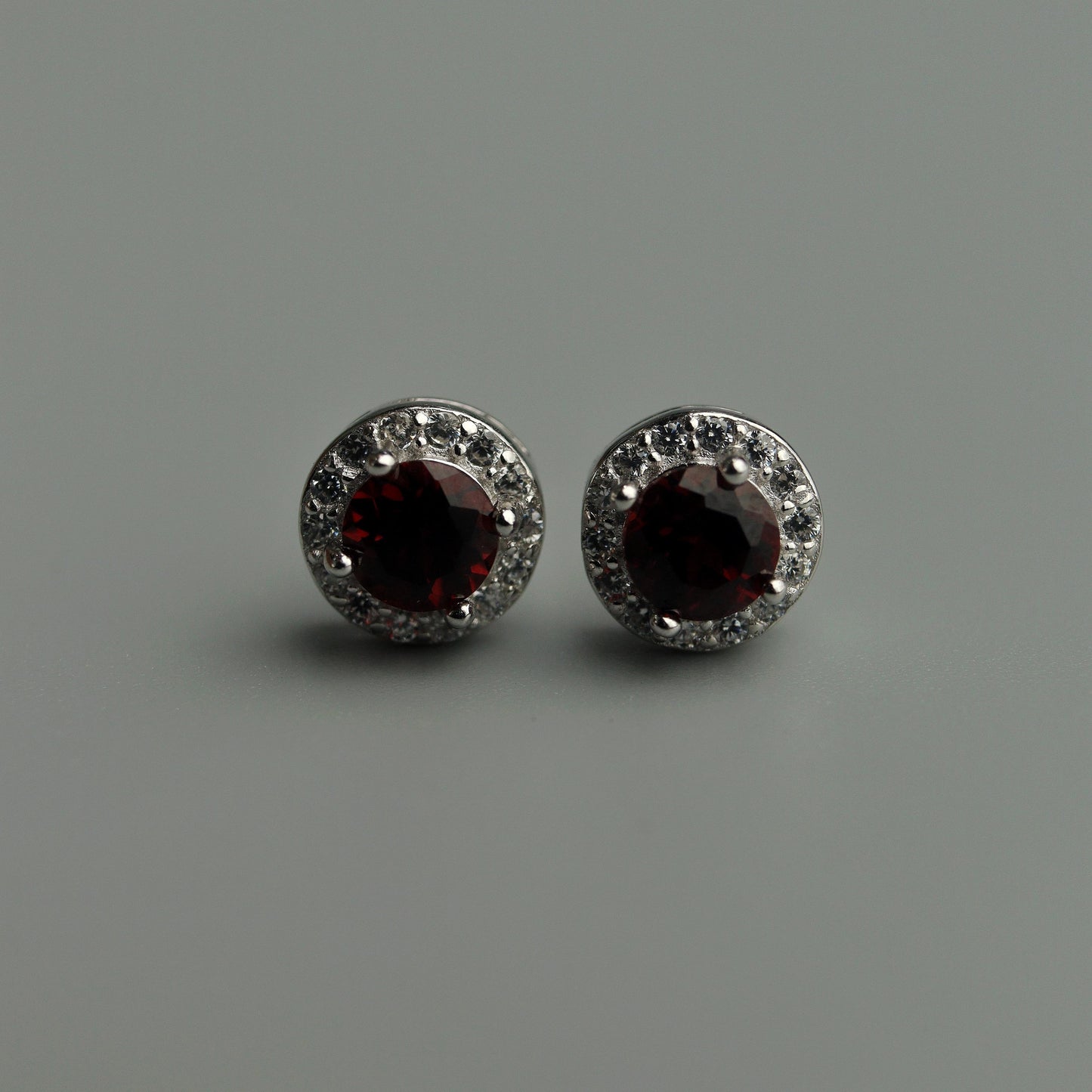 Pawnable  Rhodolite Garnet Gemstone S925 Silver Stud Earrings with AGCL Certification