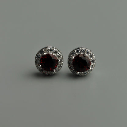 Pawnable  Rhodolite Garnet Gemstone S925 Silver Stud Earrings with AGCL Certification