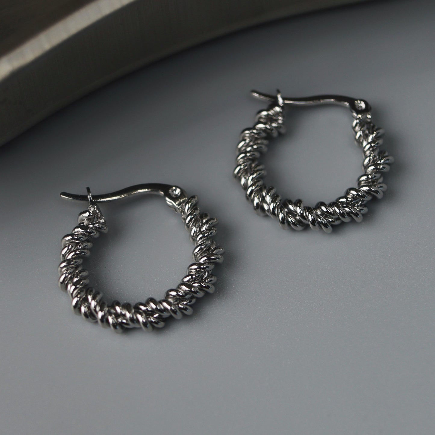 GUS Gold/Silver Twisted Hoop Earrings