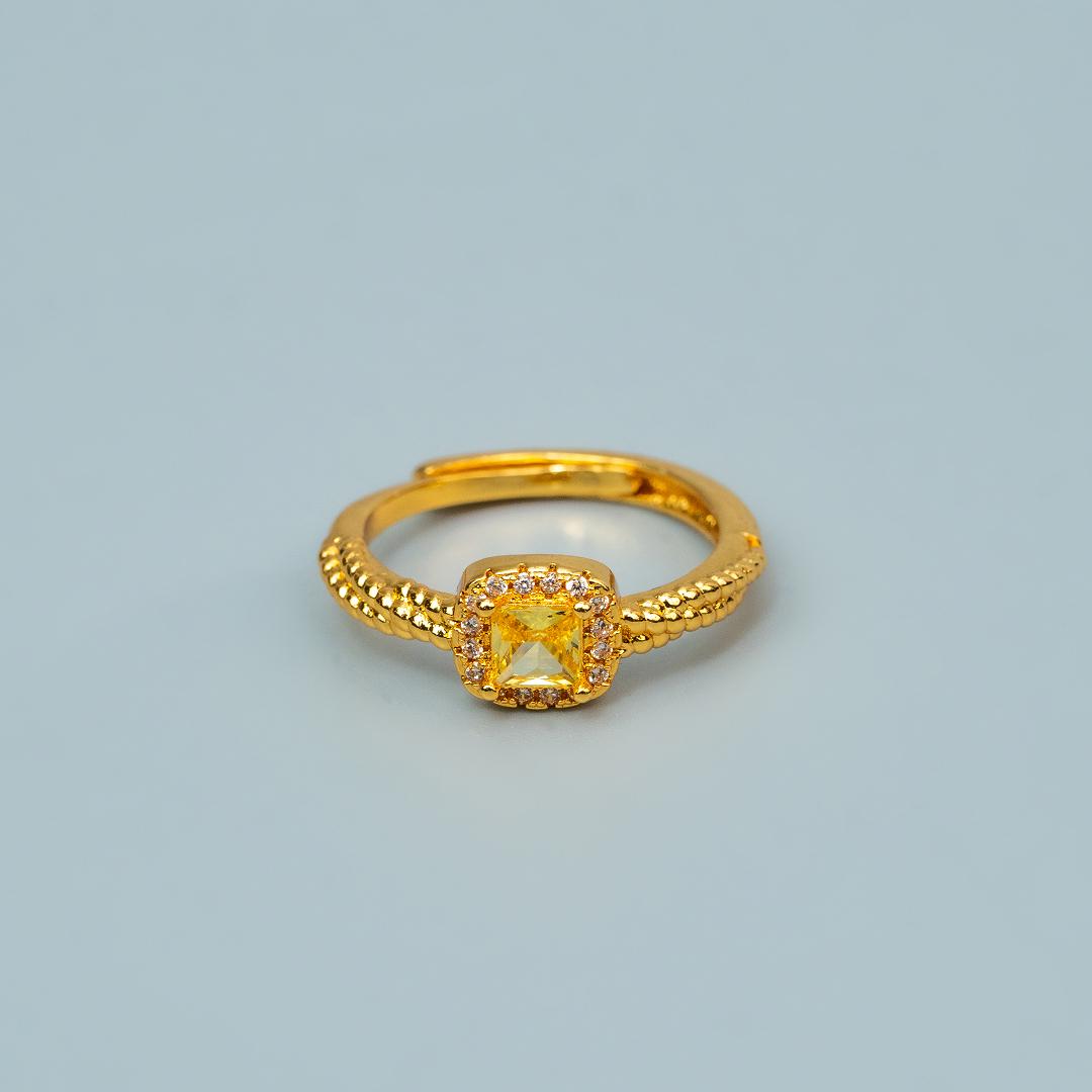 AZELIE Cushion Yellow Twisted Adjustable Ring for Women
