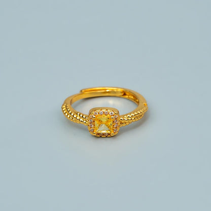 AZELIE Cushion Yellow Twisted Adjustable Ring for Women
