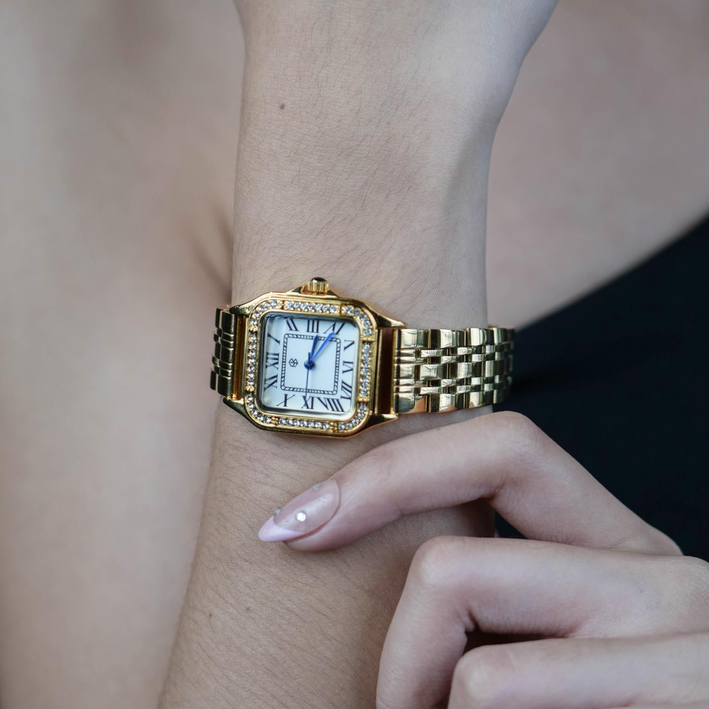 FROSELIX Gold Ice Square Roman Numerical Women's Minimalist Fashion Watch