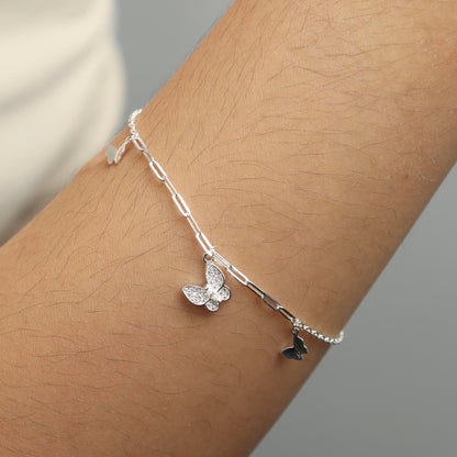 FLITARA S925 Silver Butterfly for Women Bracelet