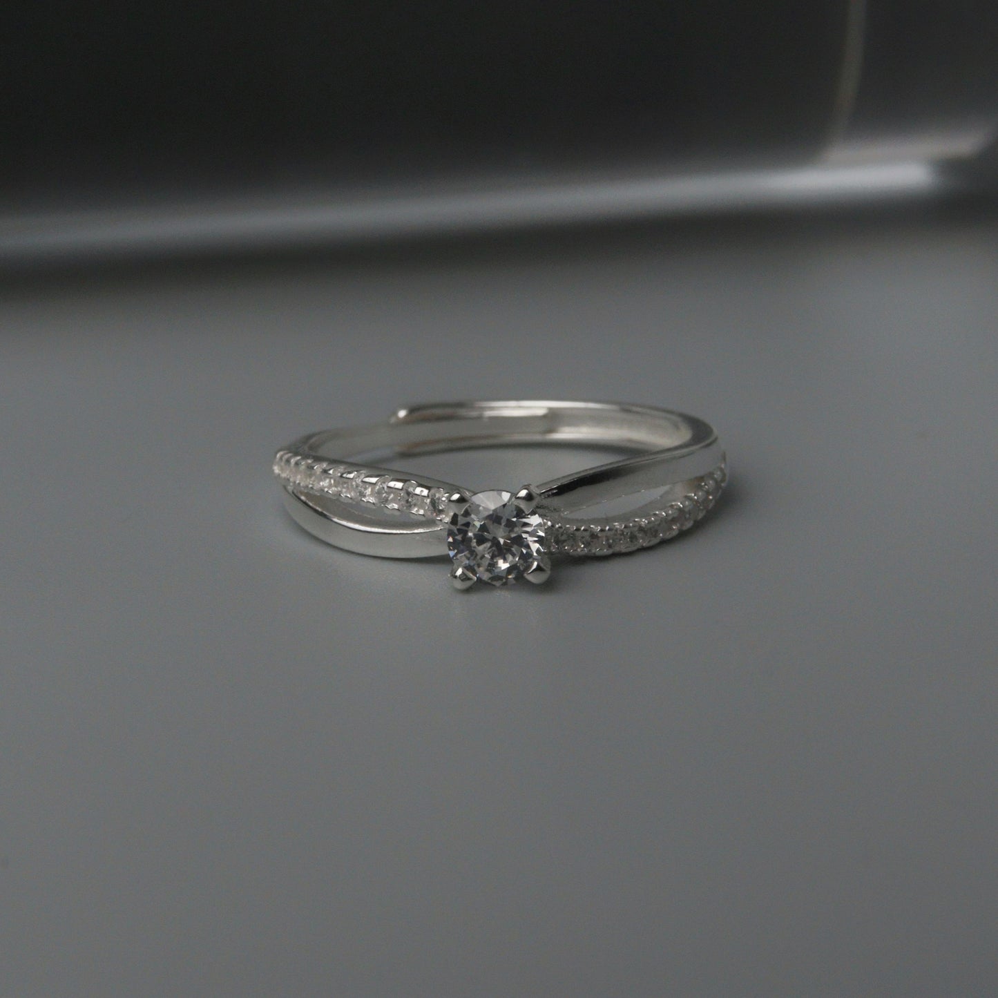 SERENITY S925 Silver Engagement Infinity Band Adjustable Ring for Women