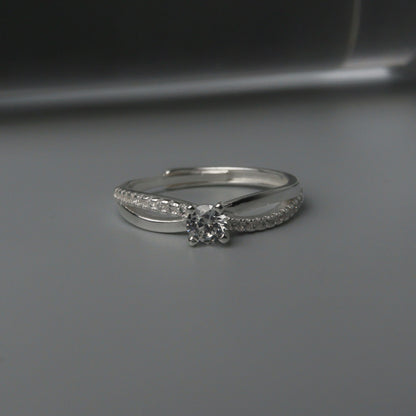 SERENITY S925 Silver Engagement Infinity Band Adjustable Ring for Women