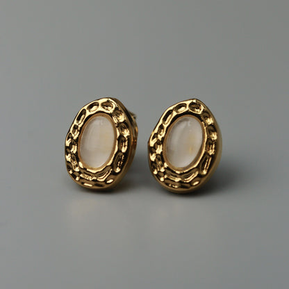 ARIEL Oval Synthetic Pearl Stud Earrings for Women