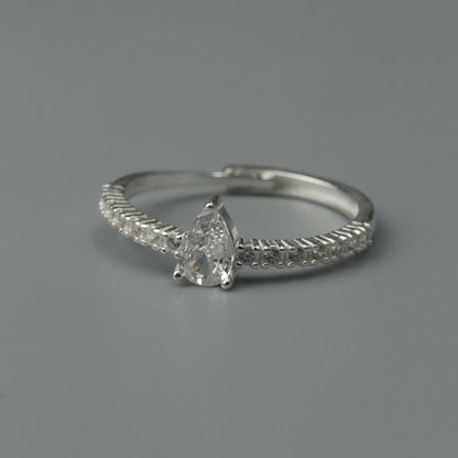 S925 Silver Versatile Shapes Embedded Adjustable Ring Women's