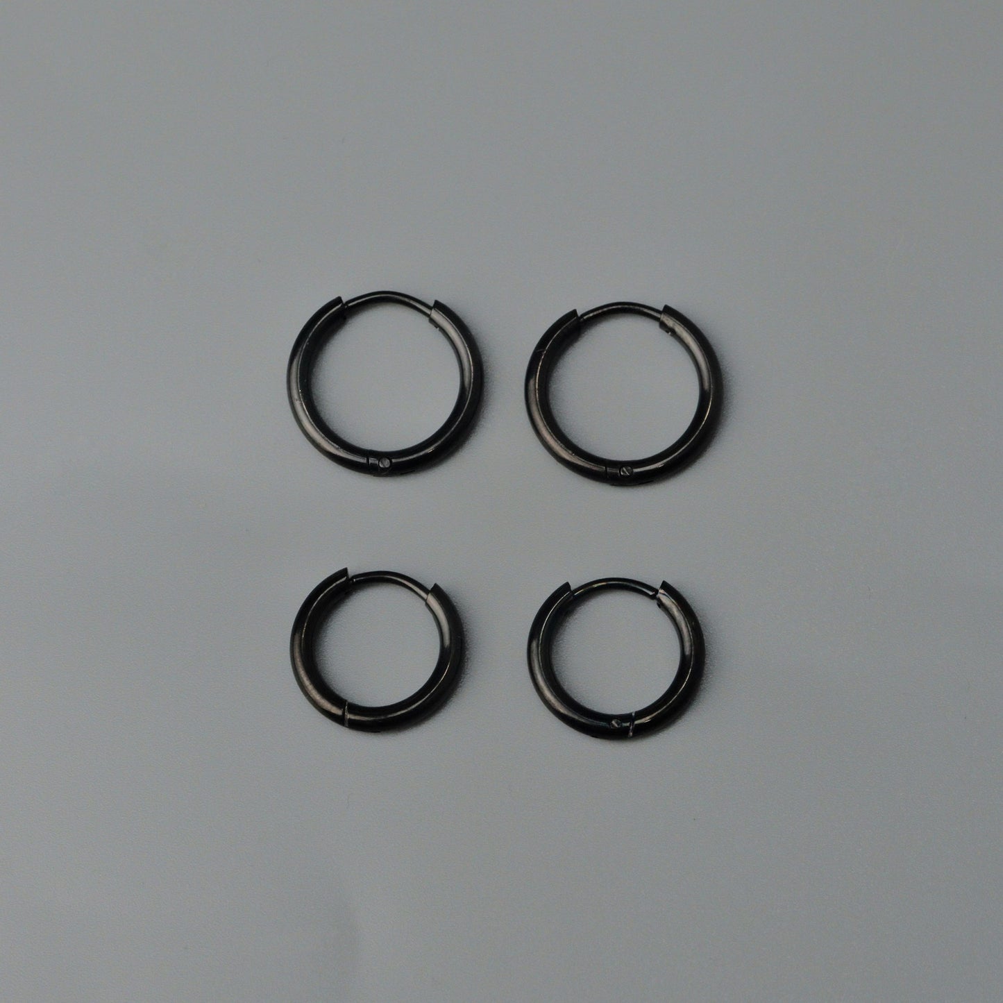 RADHA Silver/Black Small Thin Hinged Hoop Earrings Women's