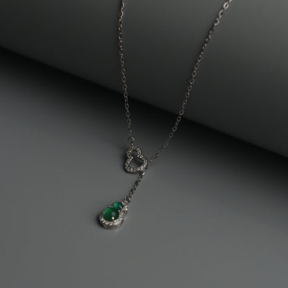 SHAWILL S925 Silver Gourd Green Necklace