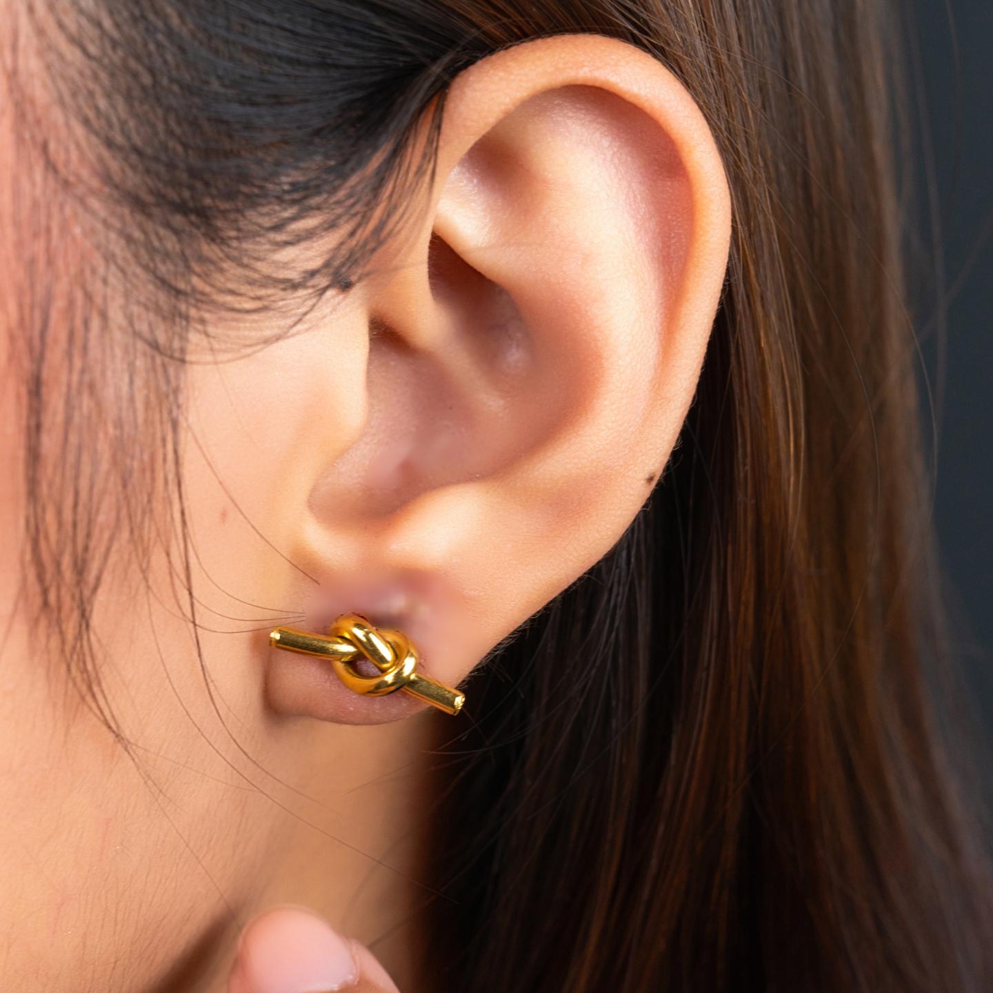 JAQ Tie Knot Stud Earrings for Women's