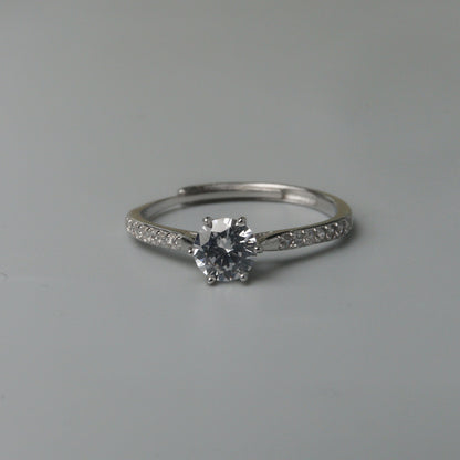 S925 Silver Versatile Shapes Embedded Adjustable Ring Women's