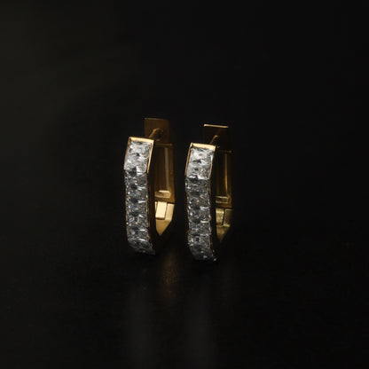 BREE Rectangle Silver/Gld Small & Big Edge Embedded Clip Earrings