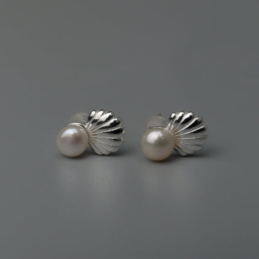 PEBBLE S925 Silver Clamp Pearl Stud Earrings Women's