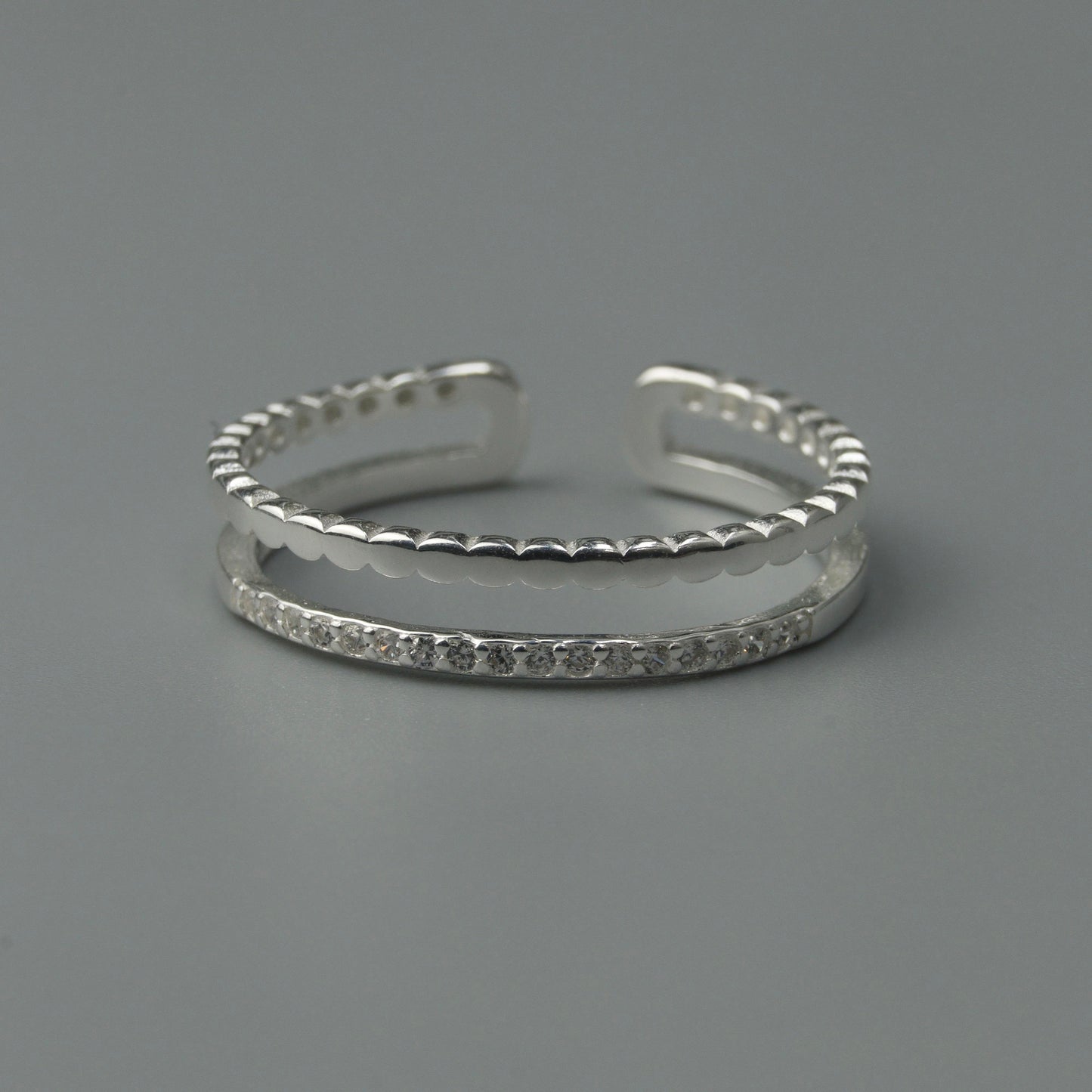 S925 Silver Versatile Shapes Embedded Adjustable Ring Women's