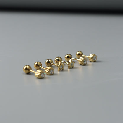 Mini Various Embedded Shapes Stud De Roscas Earrings