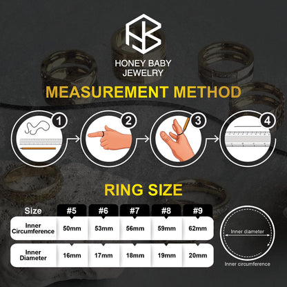 HB Men Jewelry WALTER 6mm Wide Inlay Blank Plain Ring Fashion For Men's