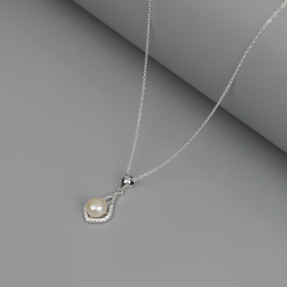MERLIA S925 Silver Fresh Water Pearl Drop Pendant Chain Necklace for Women