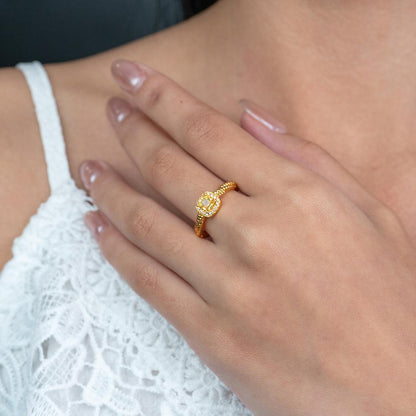 AZELIE Cushion Yellow Twisted Adjustable Ring for Women