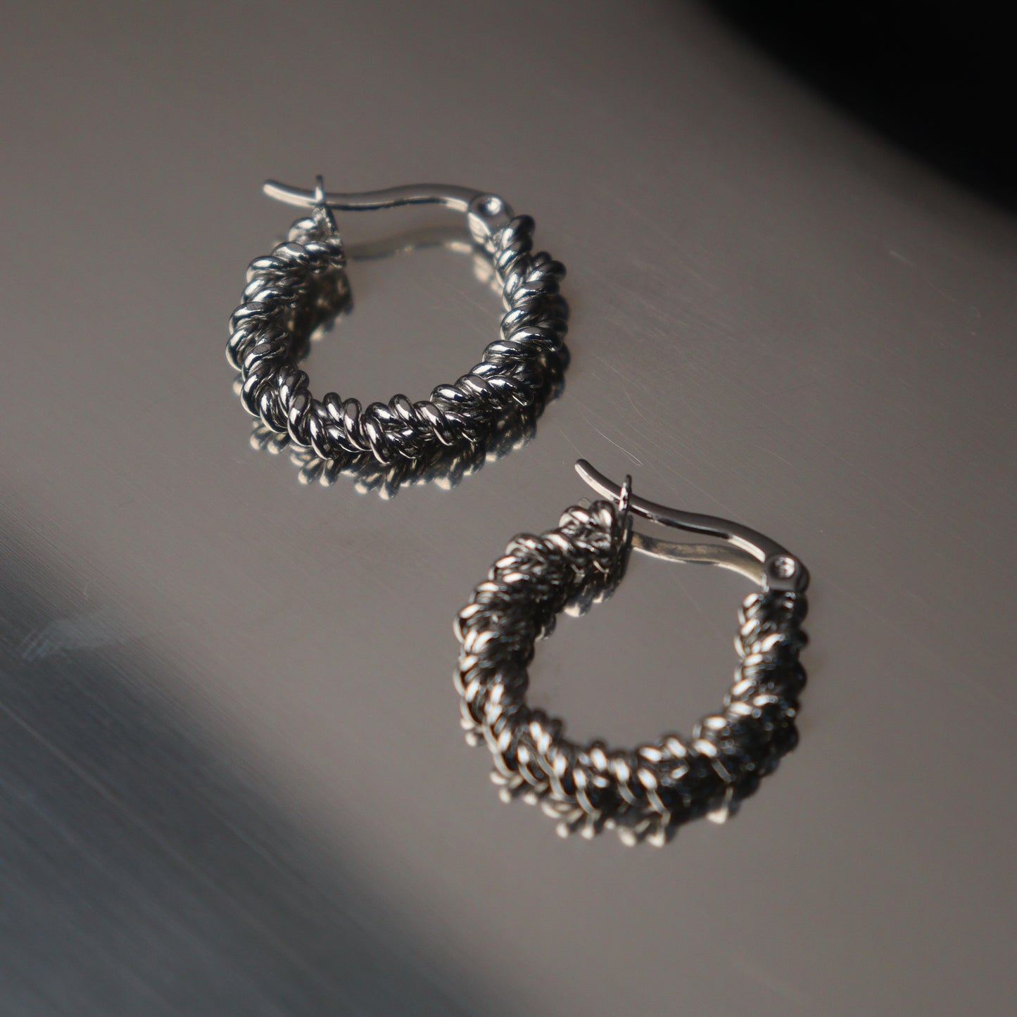 GUS Gold/Silver Twisted Hoop Earrings