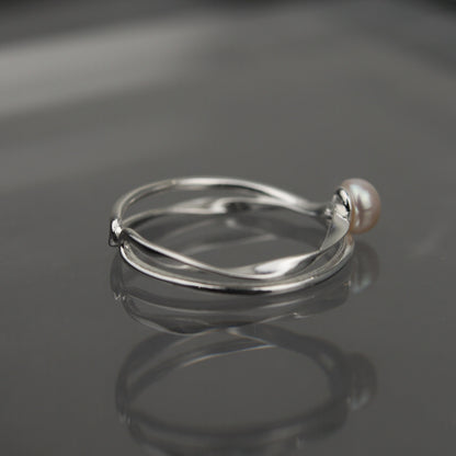 MYLO S925 Silver Fresh Water Pearl Adjustable Ring