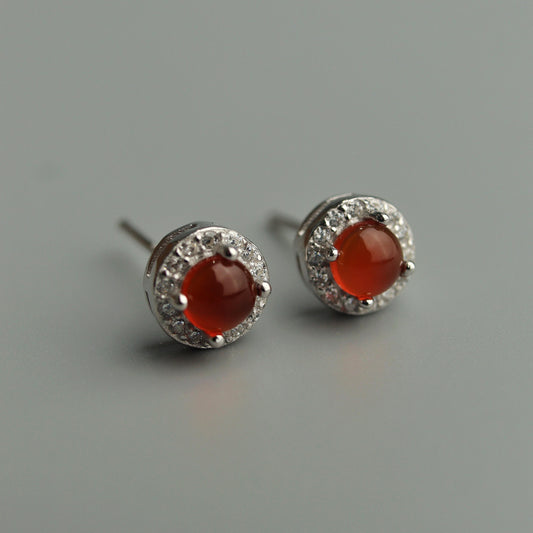 Pawnable Quartz Gemstone S925 Silver Stud Earrings with AGCL Certification