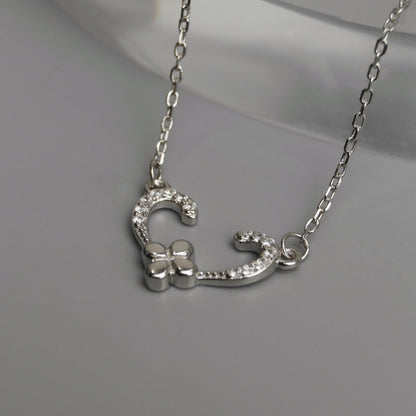BENNETT S925 Silver Open Heart Flower Pendant Chain Necklace for Women