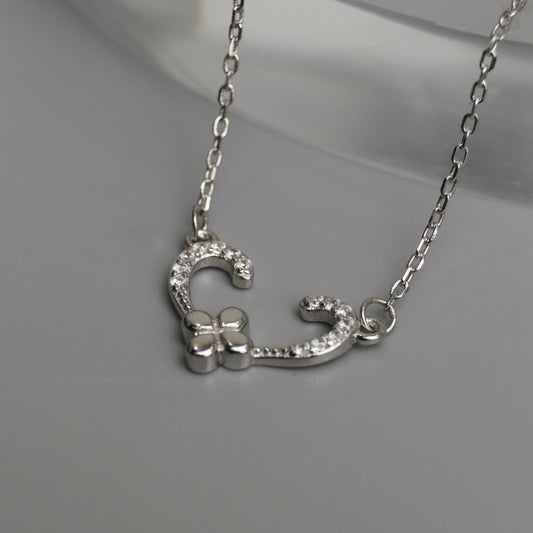 BENNETT S925 Silver Open Heart Flower Pendant Chain Necklace for Women