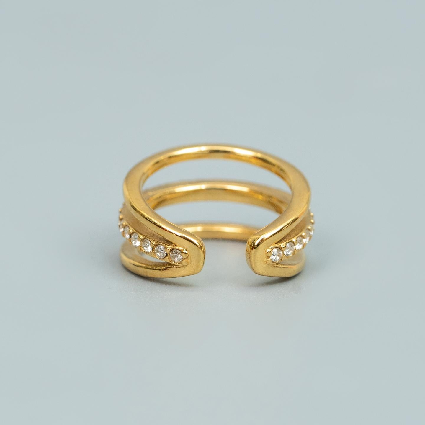 CERO Centered Embedded Triple Circular Ear Cuff Plug Earrings