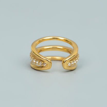 CERO Centered Embedded Triple Circular Ear Cuff Plug Earrings