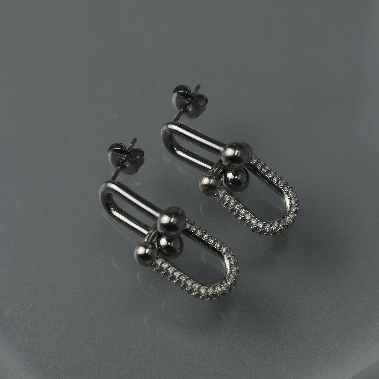 Silver TINAH Buckle Embedded Drop Earrings Women's