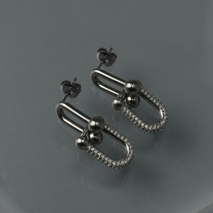 Silver TINAH Buckle Embedded Drop Earrings Women's