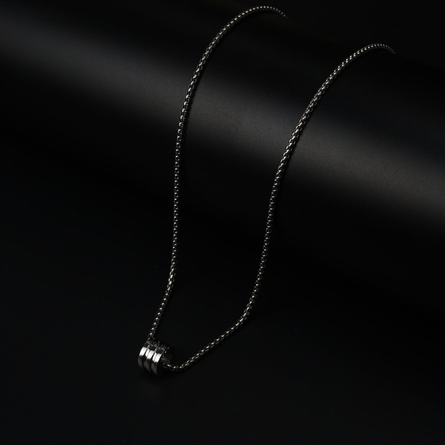 Men Jewelry LUCIAN Barrel Pendant Silver Box Chain Necklace For Men's