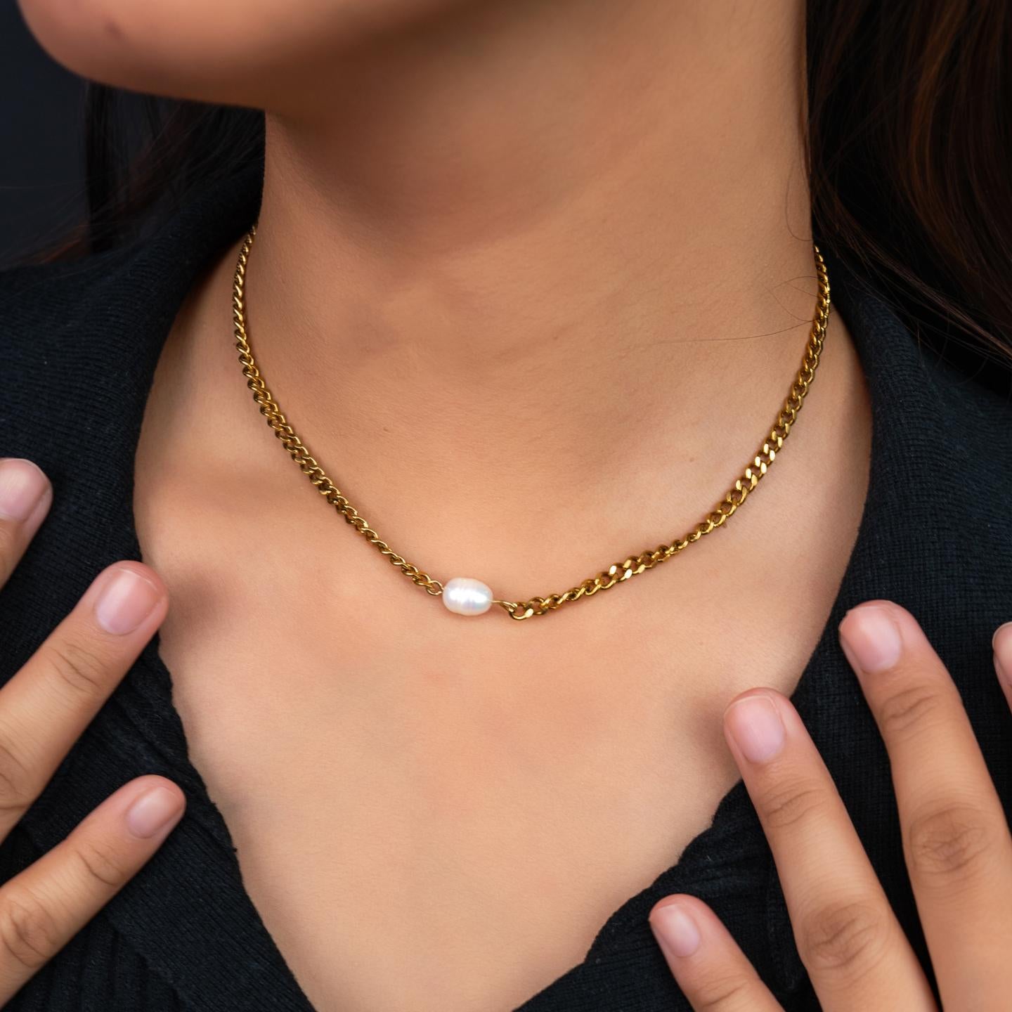HELMI Fresh Water Pearl Choker Necklace For Women's