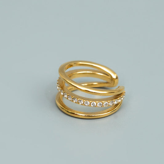 CERO Centered Embedded Triple Circular Ear Cuff Plug Earrings